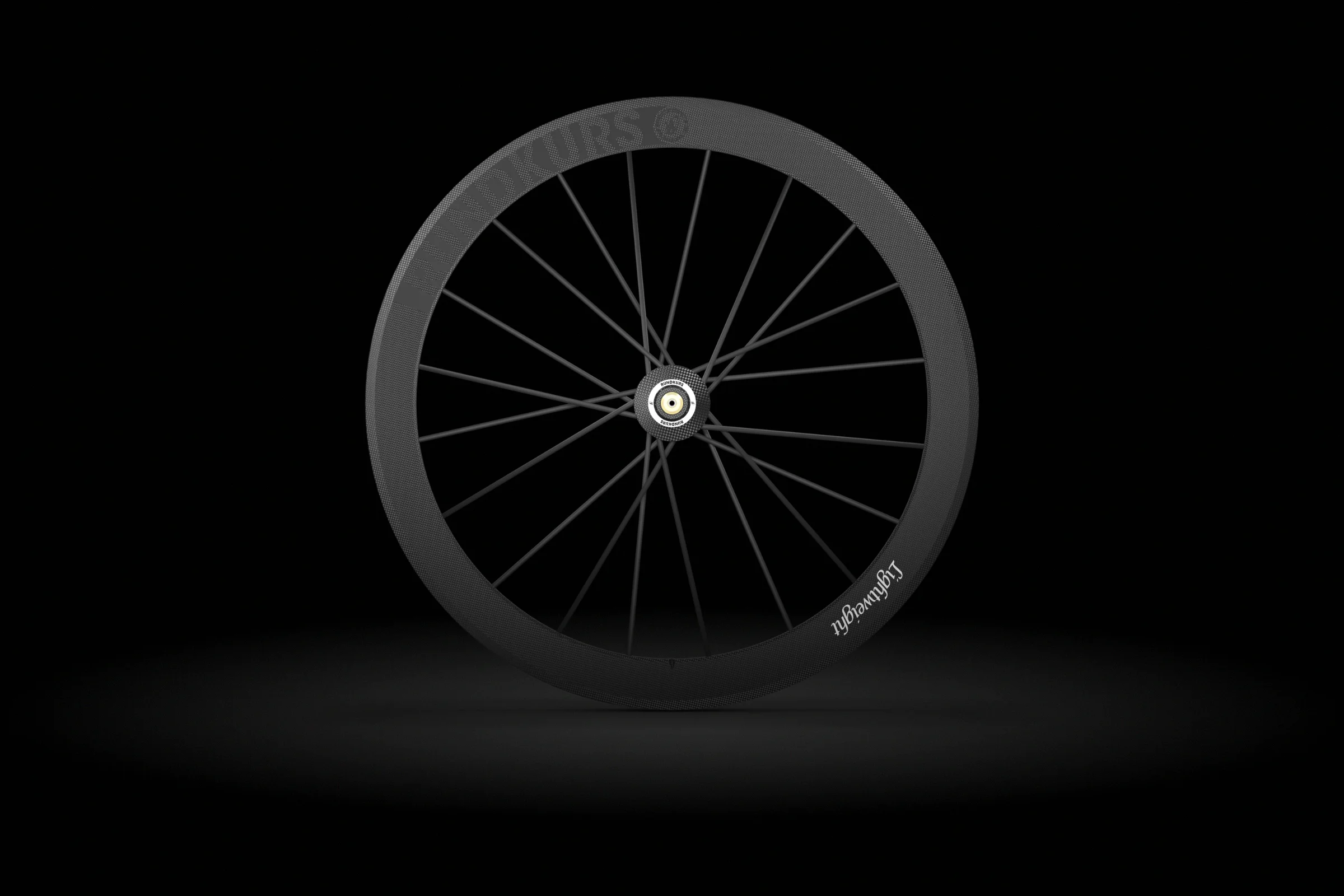 Produktvisualisierung: 3D-Rendering des Rundkurs Laufrades, Perspektivansicht.